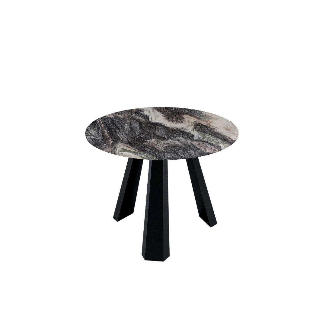 Round Marble Dining Table Ø1.0m (4-seater) | Black Metal Tripod Base