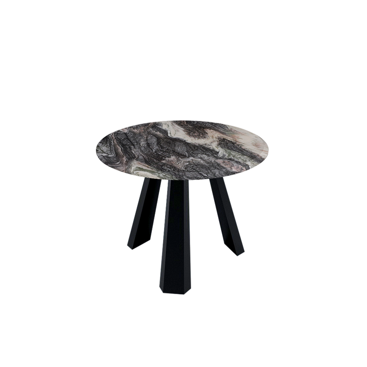 Round Marble Dining Table Ø1.0m (4-seater) | Black Metal Tripod Base
