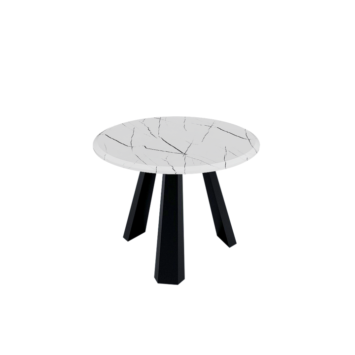 Round Marble Dining Table Ø1.0m (4-seater) | Black Metal Tripod Base