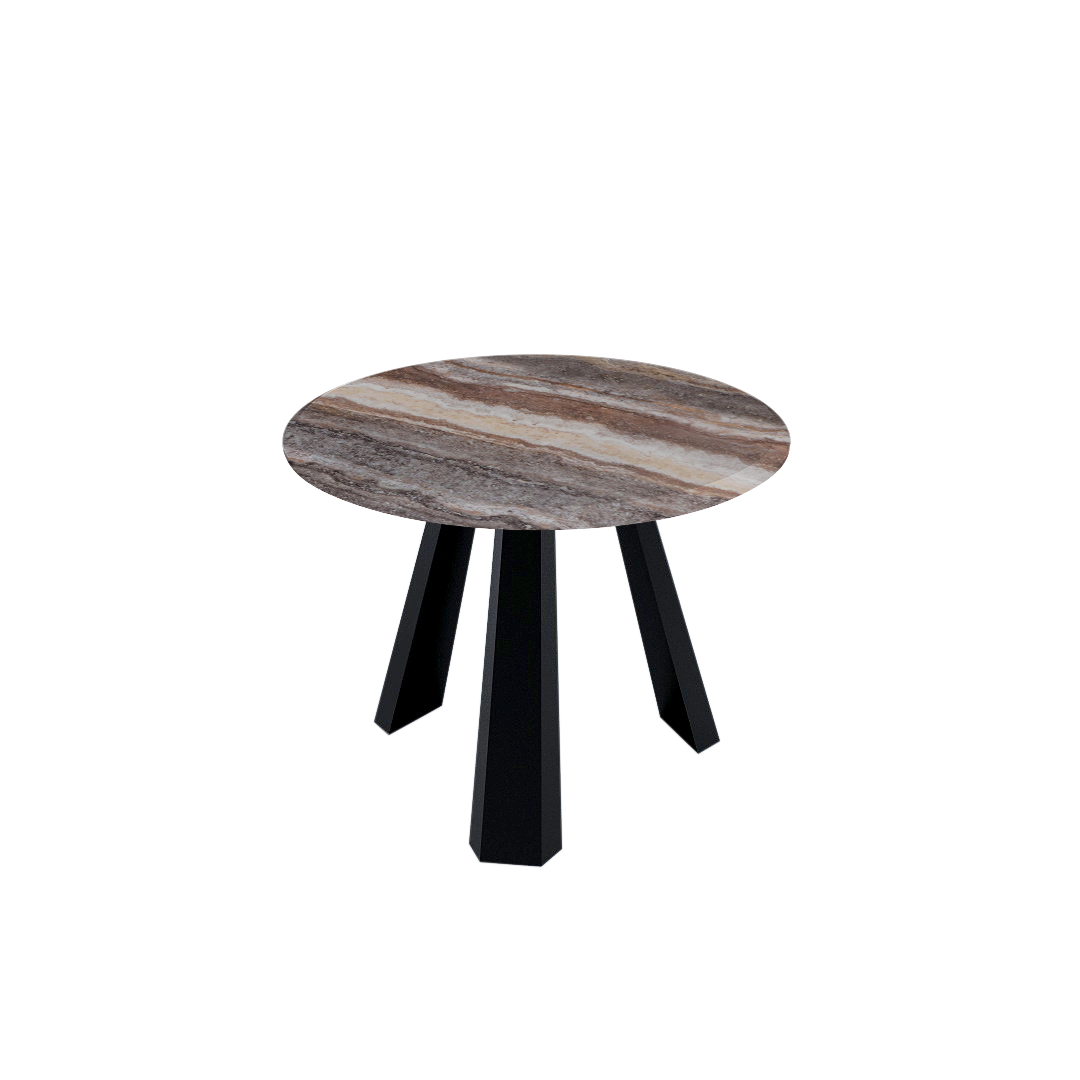 Round Marble Dining Table Ø1.0m (4-seater) | Black Metal Tripod Base