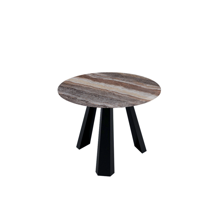 Round Marble Dining Table Ø1.0m (4-seater) | Black Metal Tripod Base