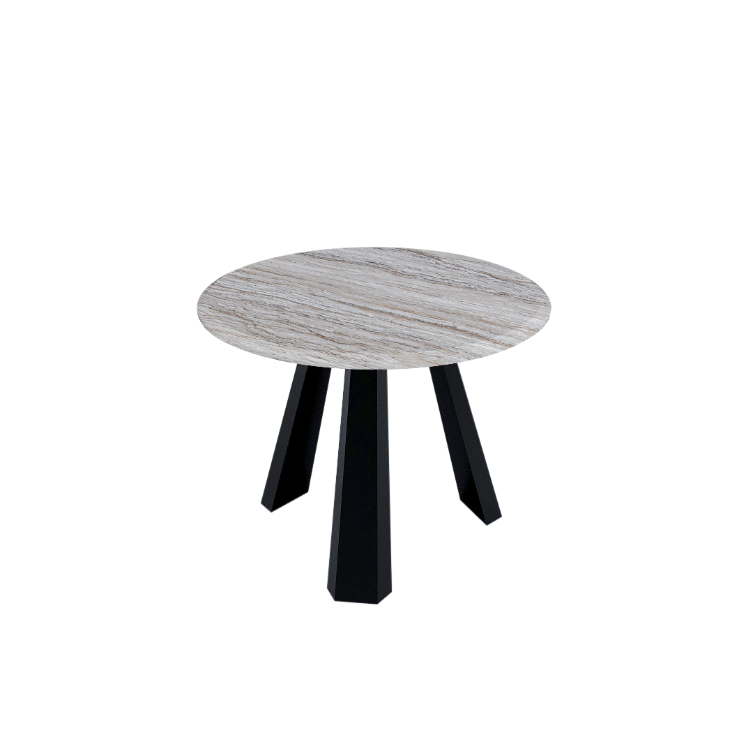 Round Marble Dining Table Ø1.0m (4-seater) | Black Metal Tripod Base