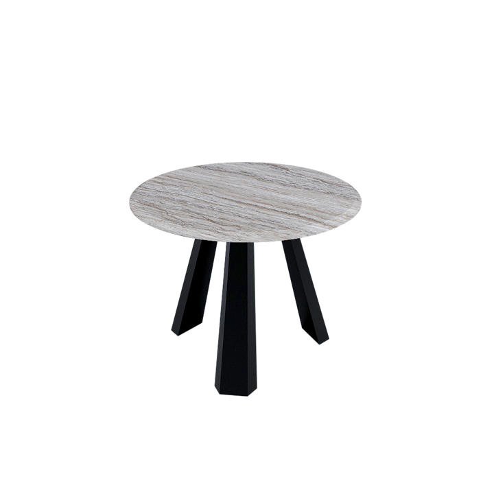 Round Marble Dining Table Ø1.0m (4-seater) | Black Metal Tripod Base