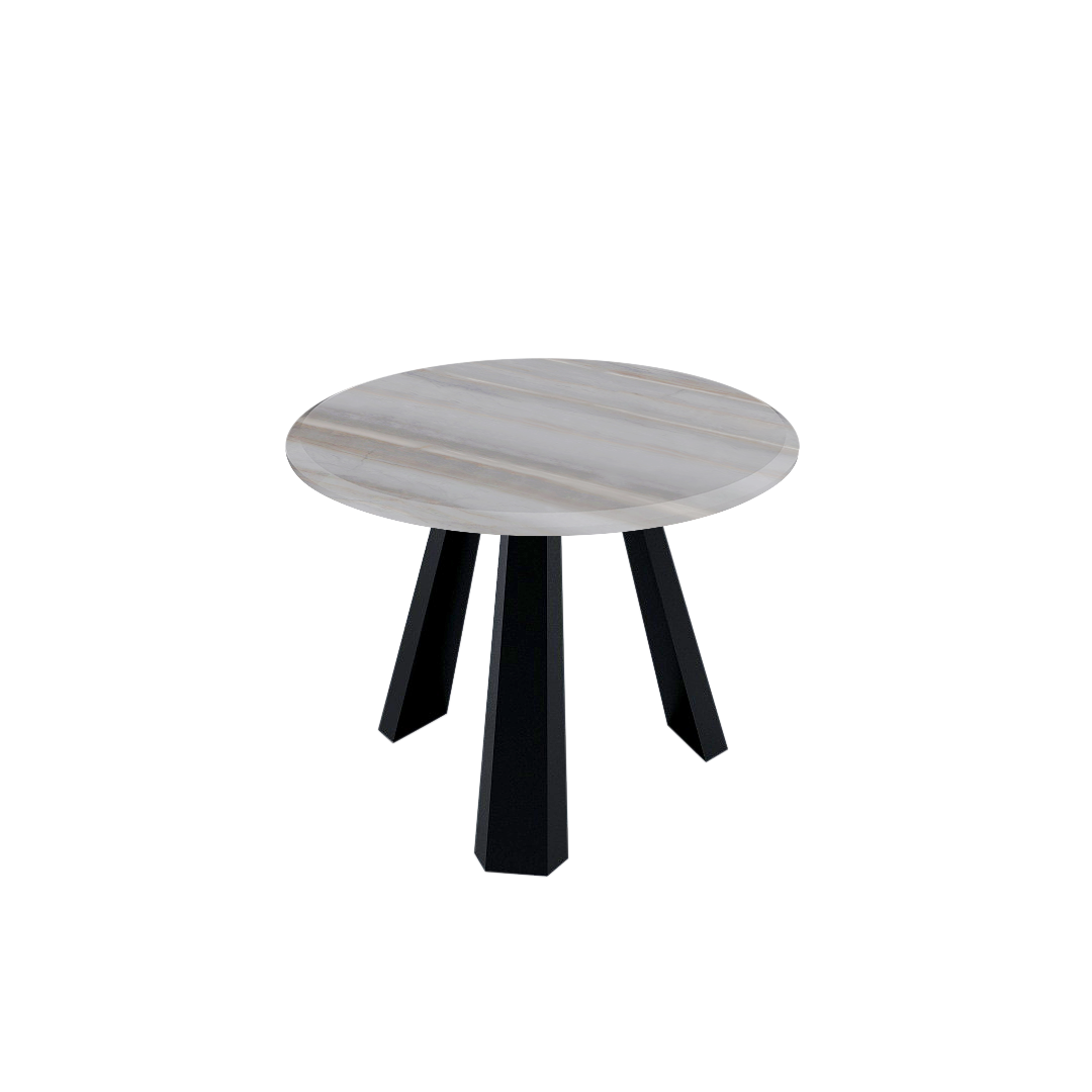 Round Marble Dining Table Ø1.0m (4-seater) | Black Metal Tripod Base