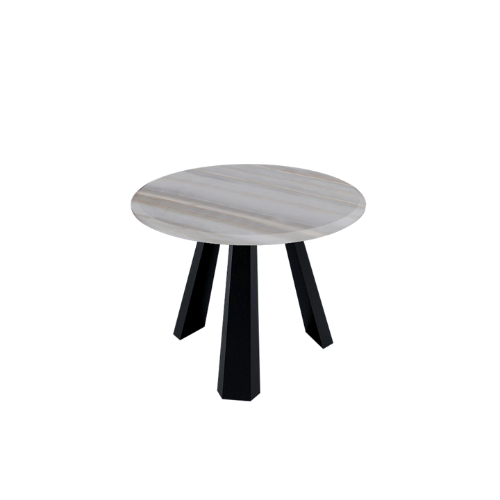 Round Marble Dining Table Ø1.0m (4-seater) | Black Metal Tripod Base