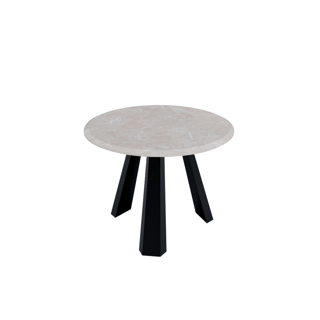 Round Marble Dining Table Ø1.0m (4-seater) | Black Metal Tripod Base