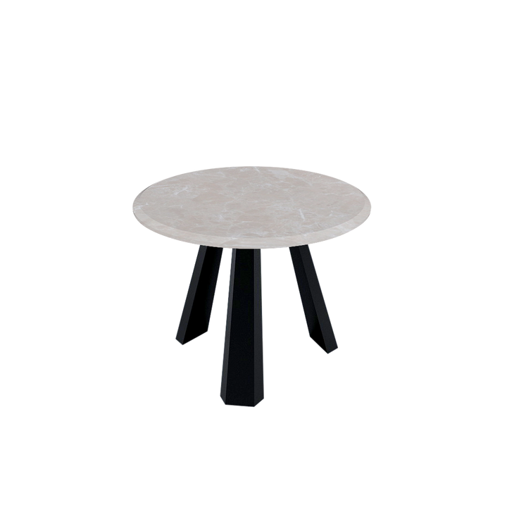 Round Marble Dining Table Ø1.0m (4-seater) | Black Metal Tripod Base