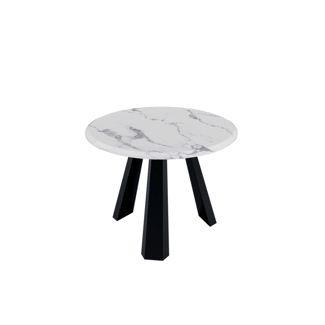 Round Marble Dining Table Ø1.0m (4-seater) | Black Metal Tripod Base