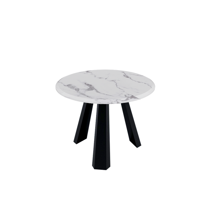 Round Marble Dining Table Ø1.0m (4-seater) | Black Metal Tripod Base
