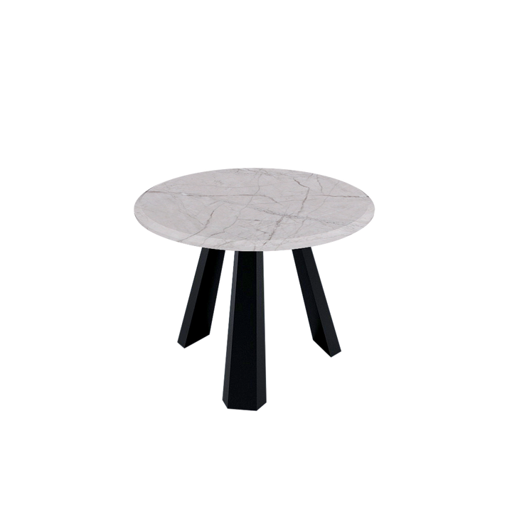 Round Marble Dining Table Ø1.0m (4-seater) | Black Metal Tripod Base