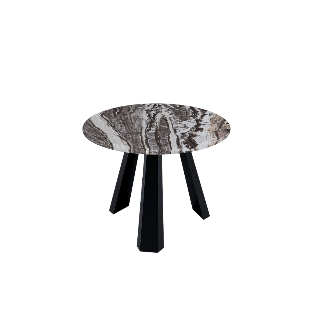 Round Marble Dining Table Ø1.0m (4-seater) | Black Metal Tripod Base