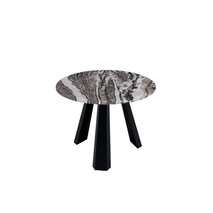 Round Marble Dining Table Ø1.0m (4-seater) | Black Metal Tripod Base