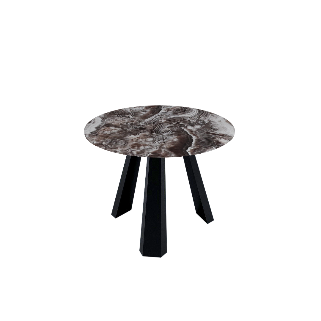 Round Marble Dining Table Ø1.0m (4-seater) | Black Metal Tripod Base