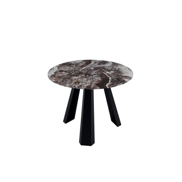 Round Marble Dining Table Ø1.0m (4-seater) | Black Metal Tripod Base