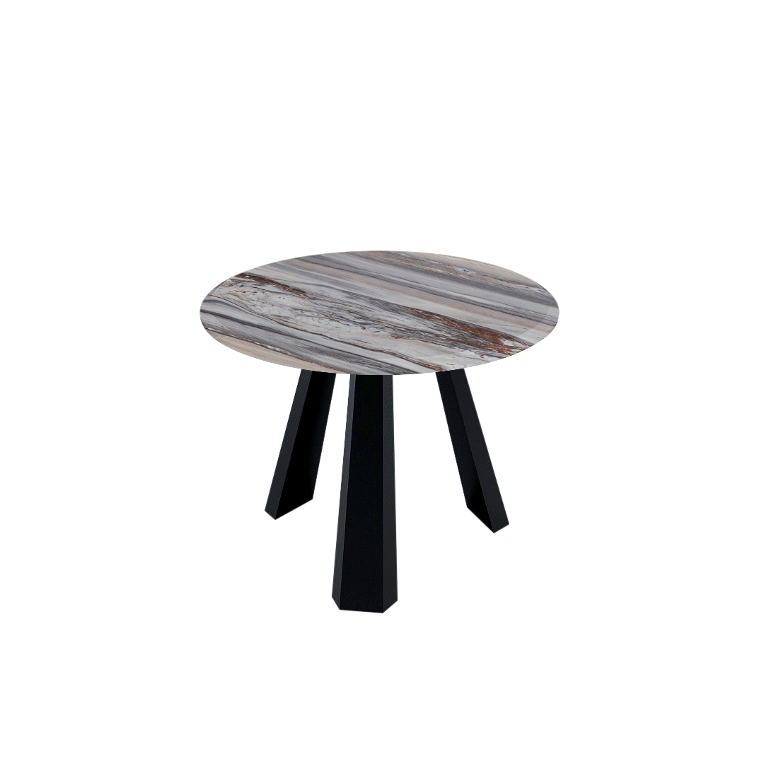 Round Marble Dining Table Ø1.0m (4-seater) | Black Metal Tripod Base