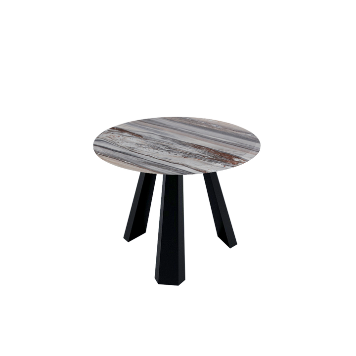 Round Marble Dining Table Ø1.0m (4-seater) | Black Metal Tripod Base