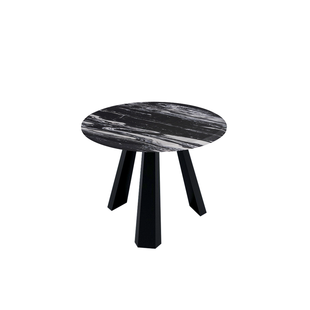 Round Marble Dining Table Ø1.0m (4-seater) | Black Metal Tripod Base