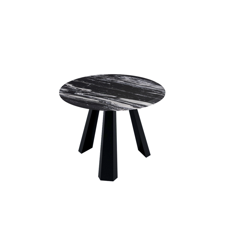 Round Marble Dining Table Ø1.0m (4-seater) | Black Metal Tripod Base
