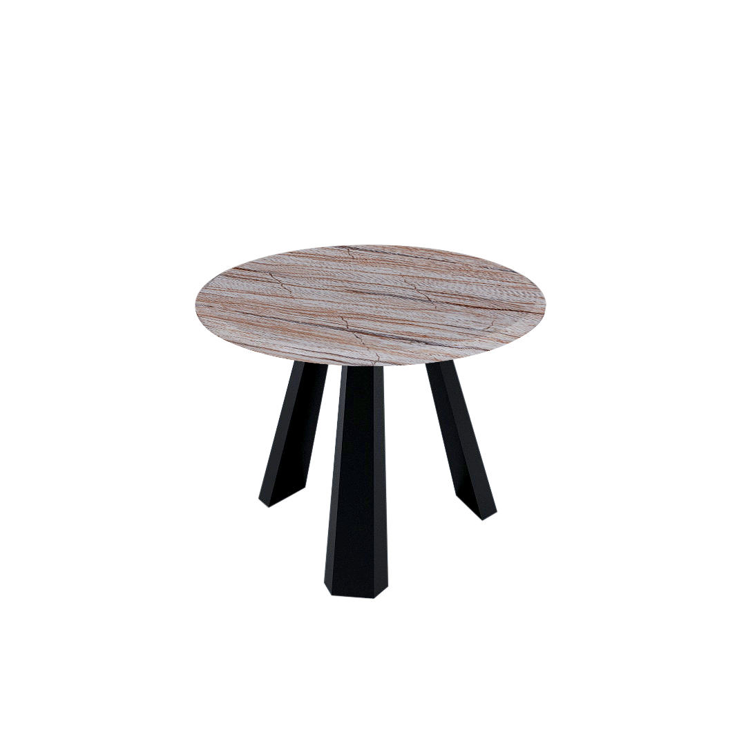 Round Marble Dining Table Ø1.0m (4-seater) | Black Metal Tripod Base