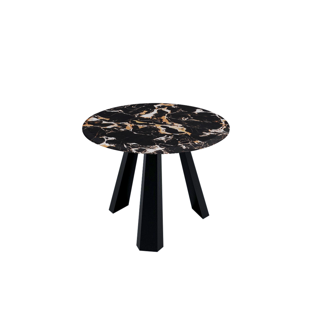 Round Marble Dining Table Ø1.0m (4-seater) | Black Metal Tripod Base