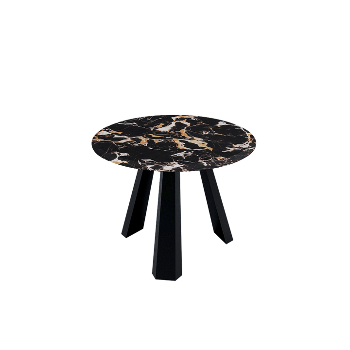 Round Marble Dining Table Ø1.0m (4-seater) | Black Metal Tripod Base