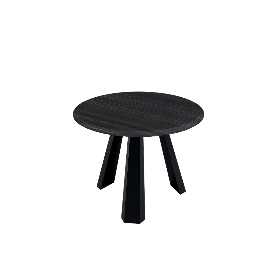 Round Marble Dining Table Ø1.0m (4-seater) | Black Metal Tripod Base