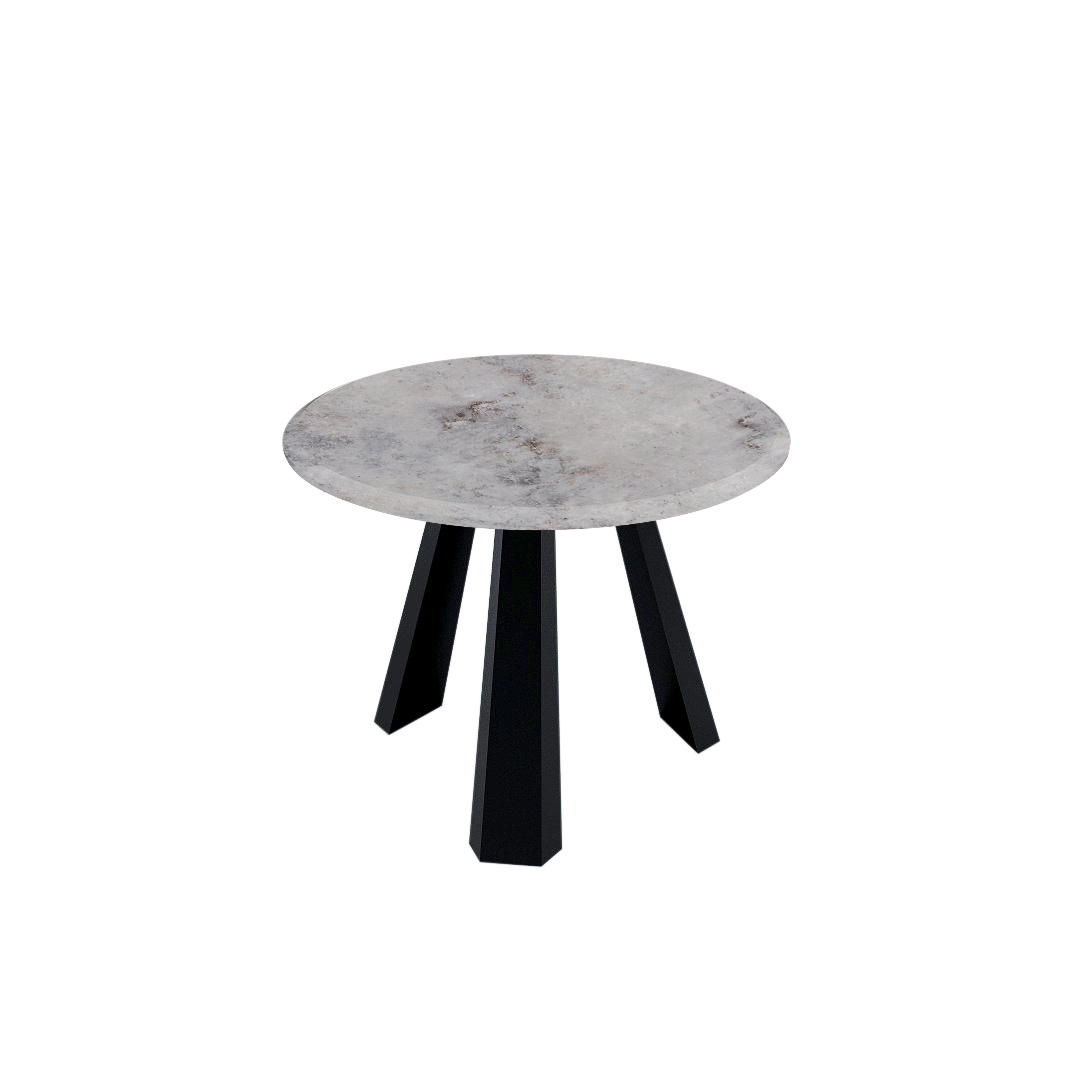 Round Marble Dining Table Ø1.0m (4-seater) | Black Metal Tripod Base