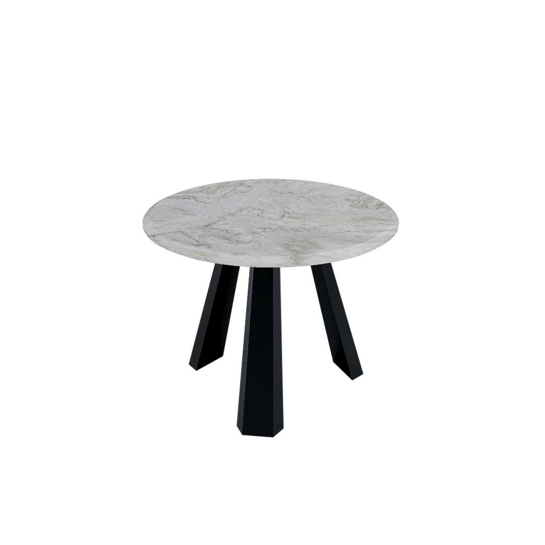 Round Marble Dining Table Ø1.0m (4-seater) | Black Metal Tripod Base
