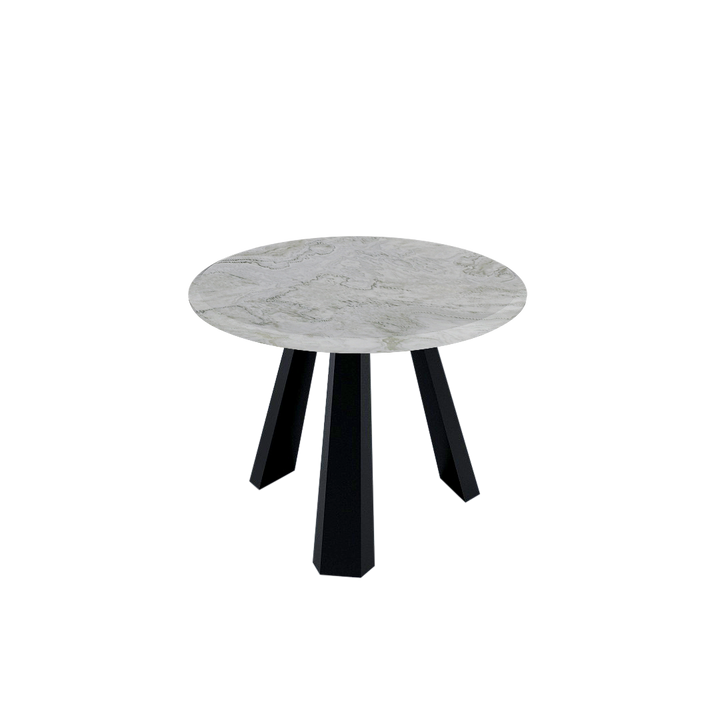 Round Marble Dining Table Ø1.0m (4-seater) | Black Metal Tripod Base