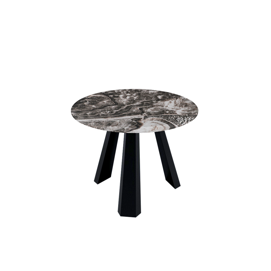 Round Marble Dining Table Ø1.0m (4-seater) | Black Metal Tripod Base