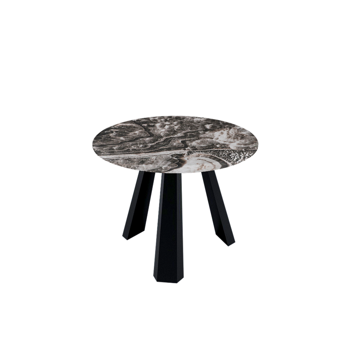 Round Marble Dining Table Ø1.0m (4-seater) | Black Metal Tripod Base