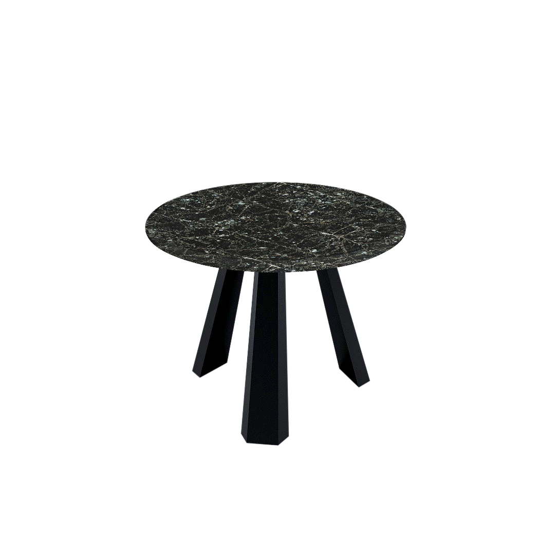 Round Marble Dining Table Ø1.0m (4-seater) | Black Metal Tripod Base