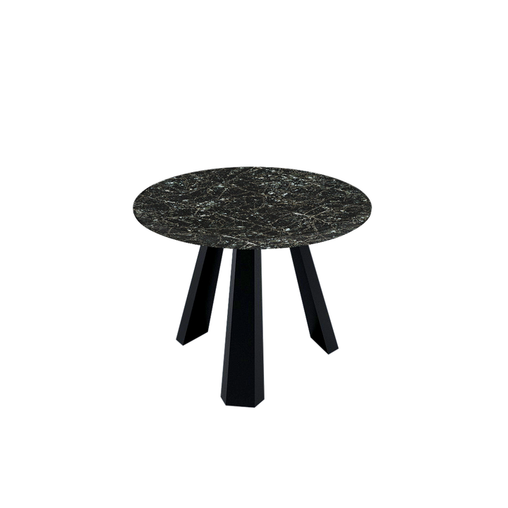 Round Marble Dining Table Ø1.0m (4-seater) | Black Metal Tripod Base