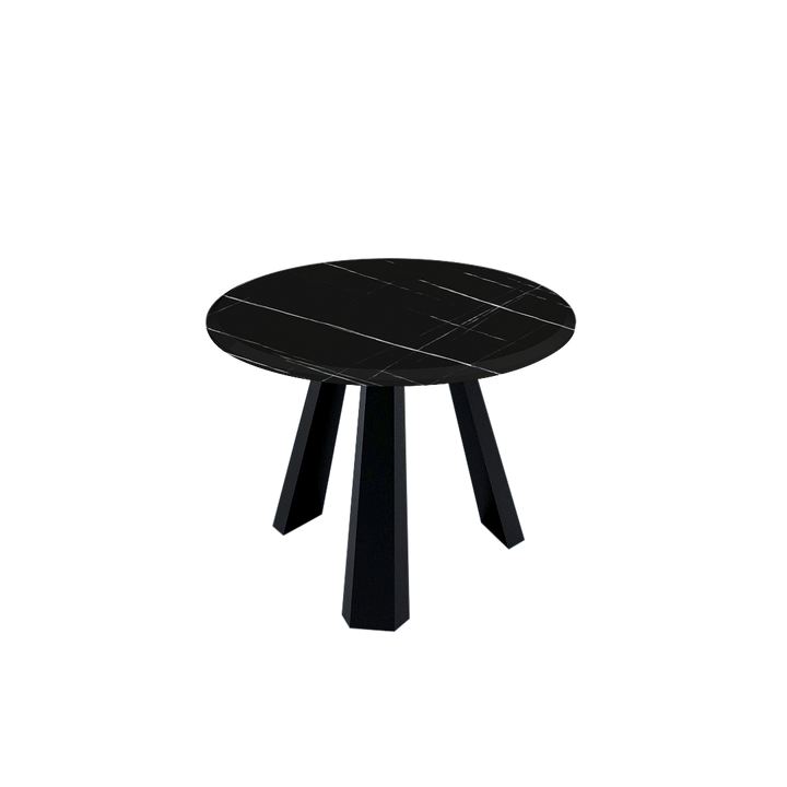 Round Marble Dining Table Ø1.0m (4-seater) | Black Metal Tripod Base