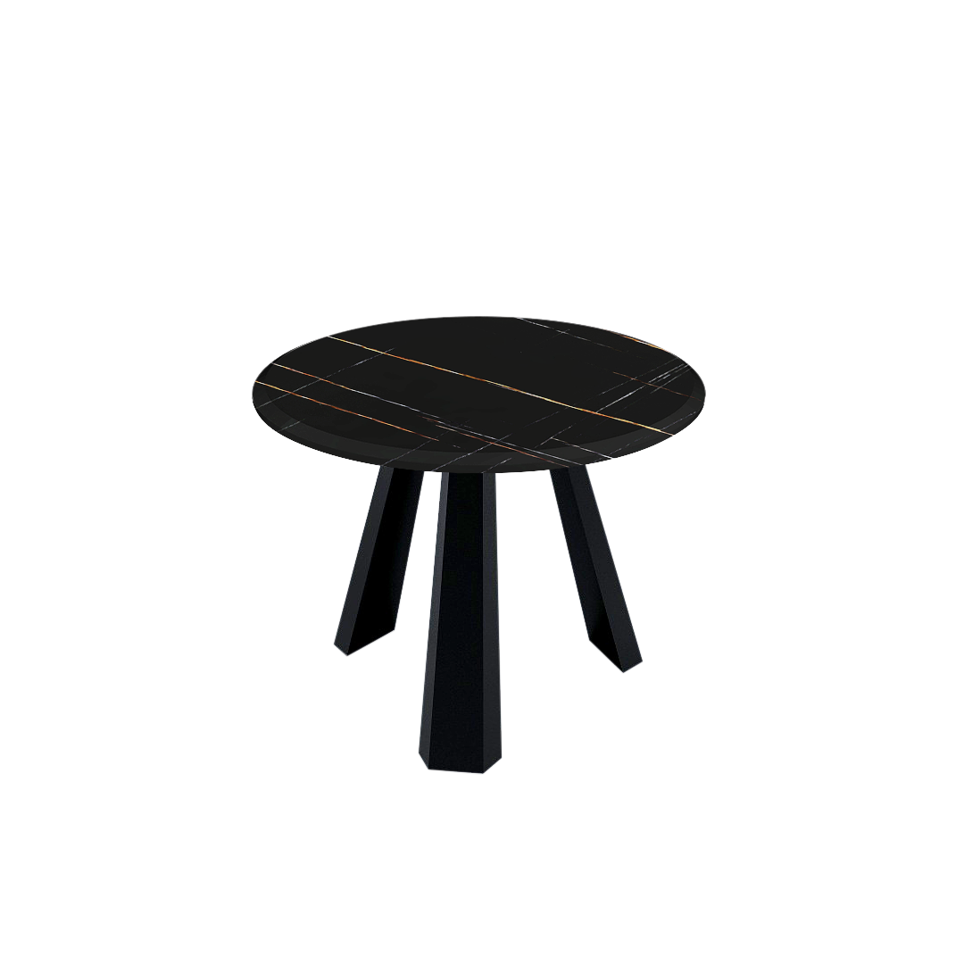 Round Marble Dining Table Ø1.0m (4-seater) | Black Metal Tripod Base