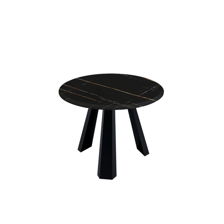 Round Marble Dining Table Ø1.0m (4-seater) | Black Metal Tripod Base