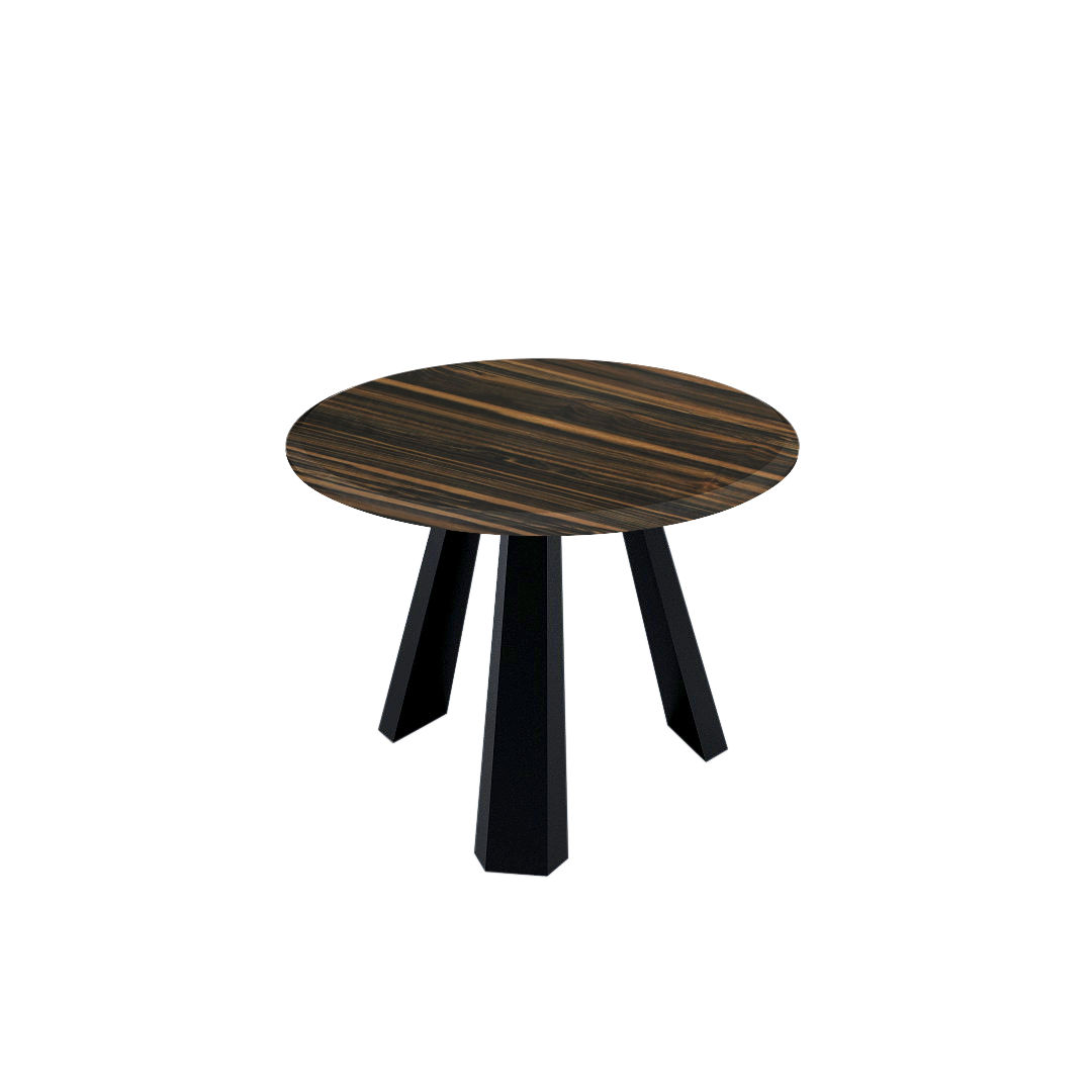 Round Marble Dining Table Ø1.0m (4-seater) | Black Metal Tripod Base