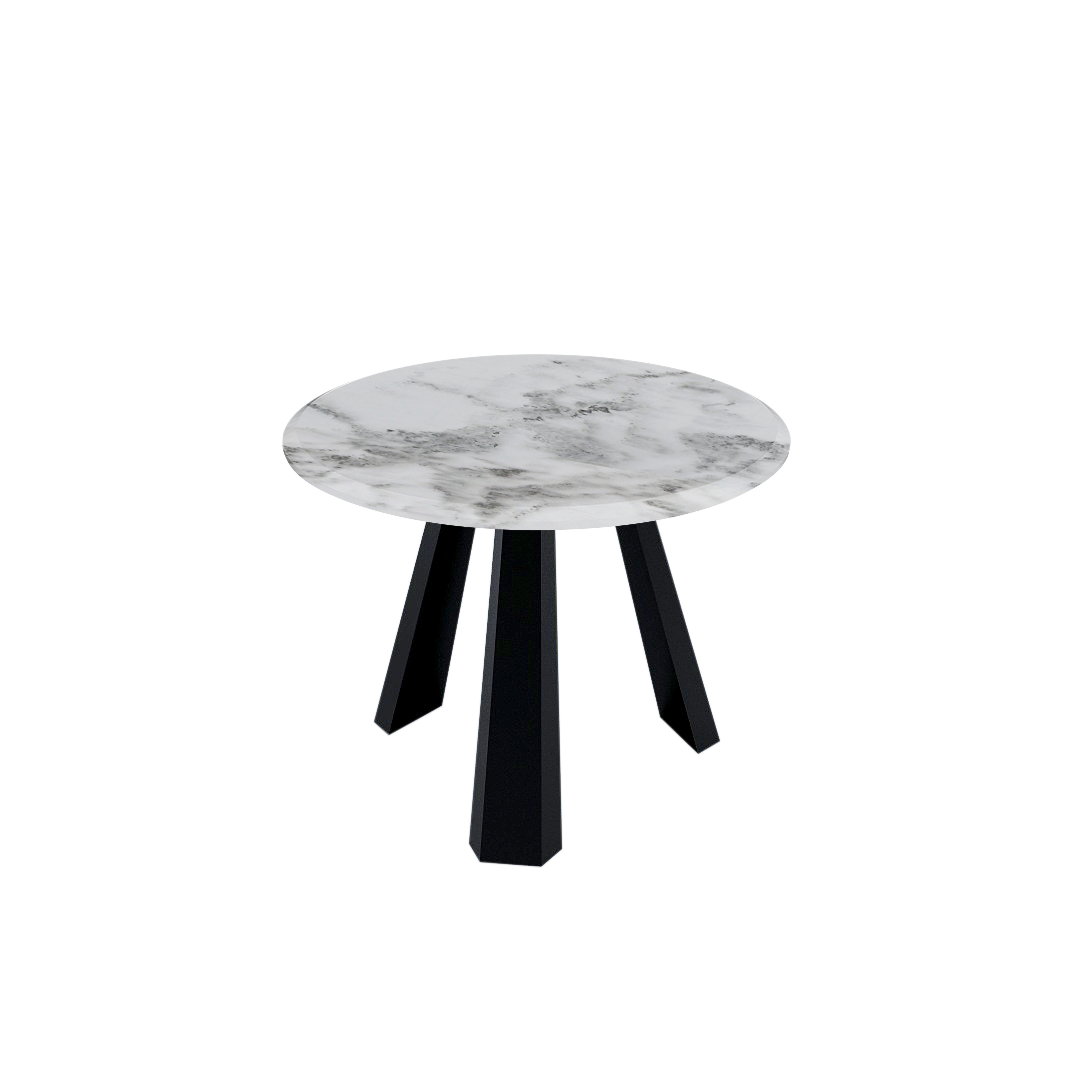 Round Marble Dining Table Ø1.0m (4-seater) | Black Metal Tripod Base