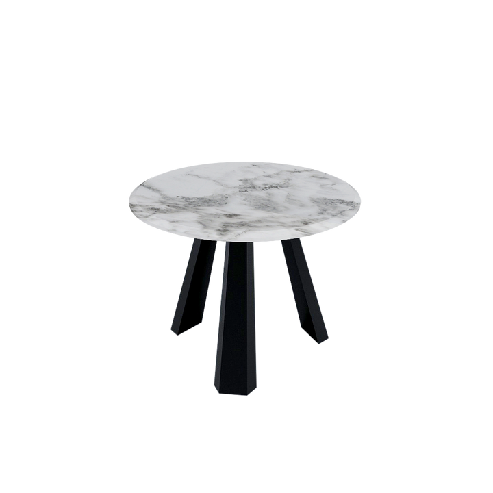 Round Marble Dining Table Ø1.0m (4-seater) | Black Metal Tripod Base