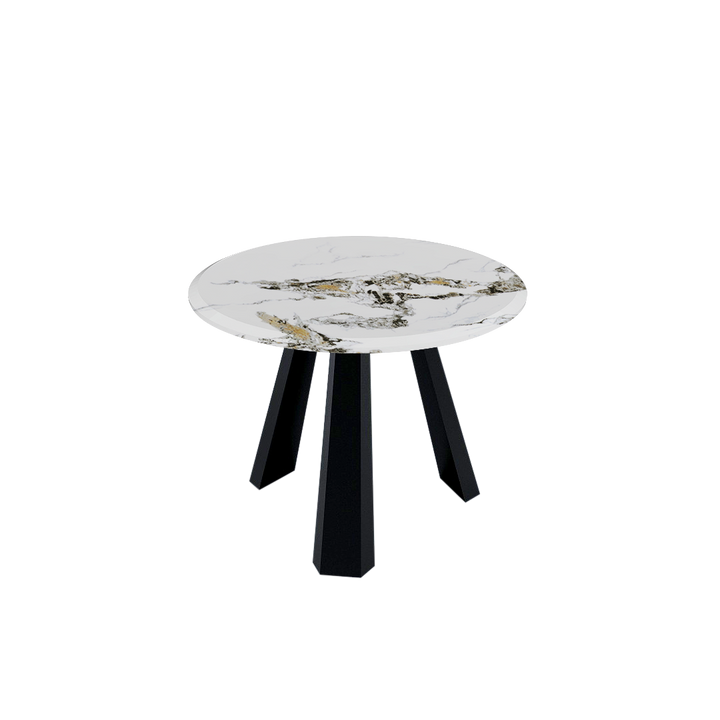 Round Marble Dining Table 1.0m 4-seater Black Metal Tripod Base - Lian Star Sarawak