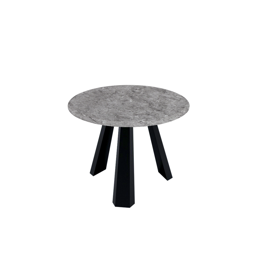 Round Marble Dining Table Ø1.0m (4-seater) | Black Metal Tripod Base