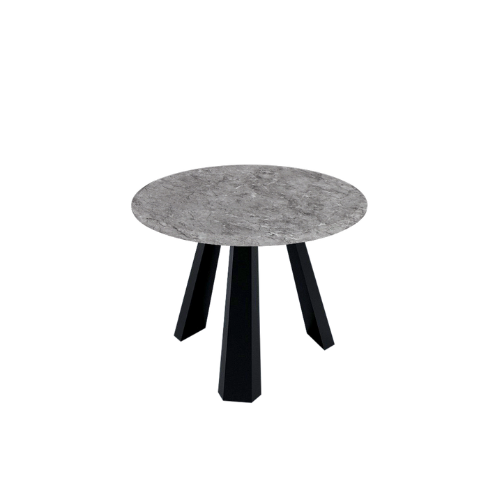 Round Marble Dining Table Ø1.0m (4-seater) | Black Metal Tripod Base