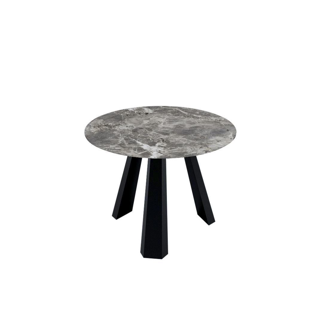 Round Marble Dining Table Ø1.0m (4-seater) | Black Metal Tripod Base
