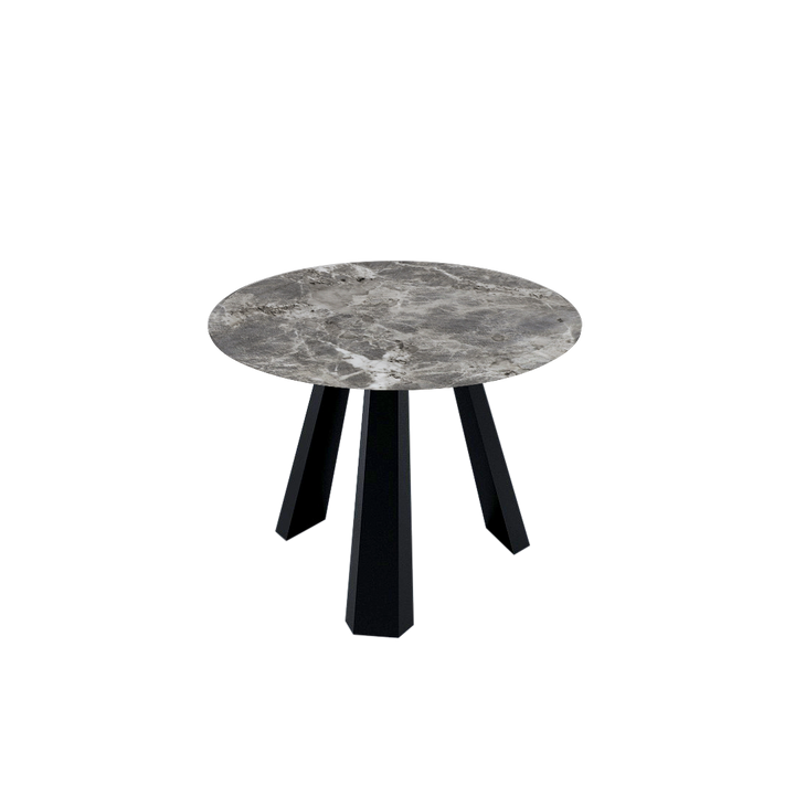 Round Marble Dining Table Ø1.0m (4-seater) | Black Metal Tripod Base