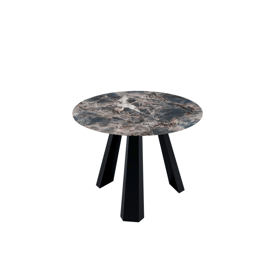 Round Marble Dining Table Ø1.0m (4-seater) | Black Metal Tripod Base