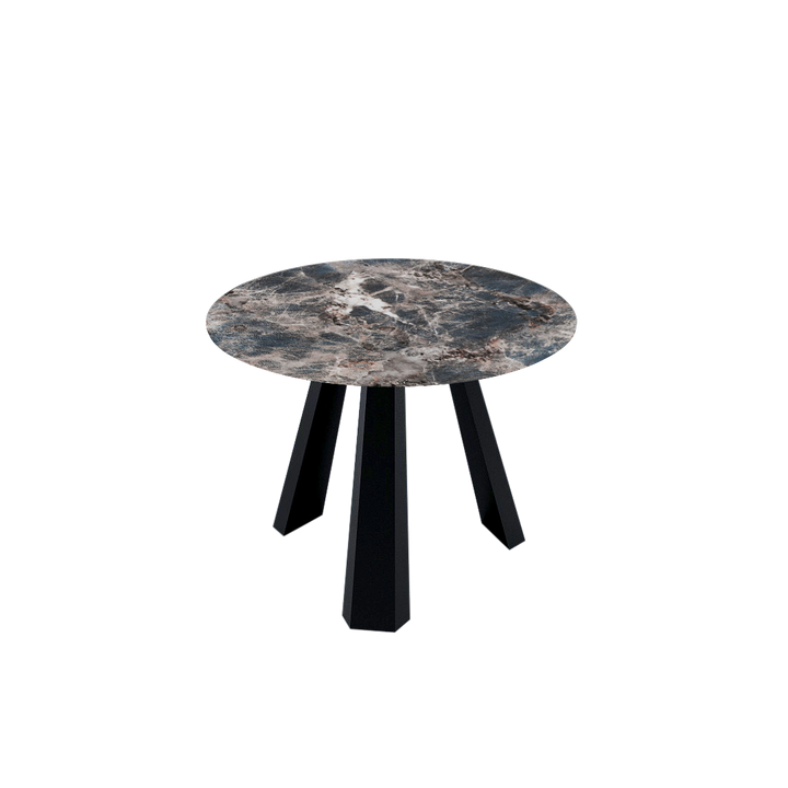 Round Marble Dining Table Ø1.0m (4-seater) | Black Metal Tripod Base