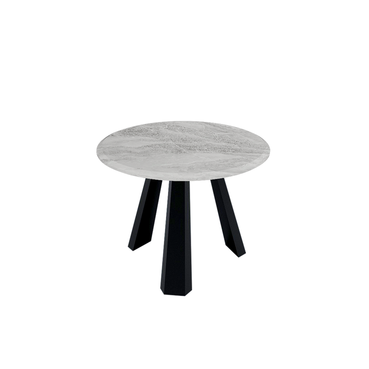 Round Marble Dining Table Ø1.0m (4-seater) | Black Metal Tripod Base