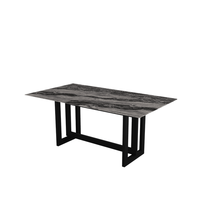 Rectangular Marble Dining Table 1.8x1.0m Black Metal Frame Base - Lian Star Sarawak