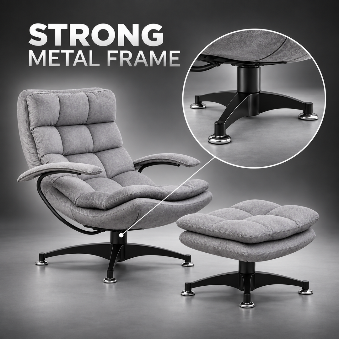 Butterfly armchair and footstool strong metal frame feature