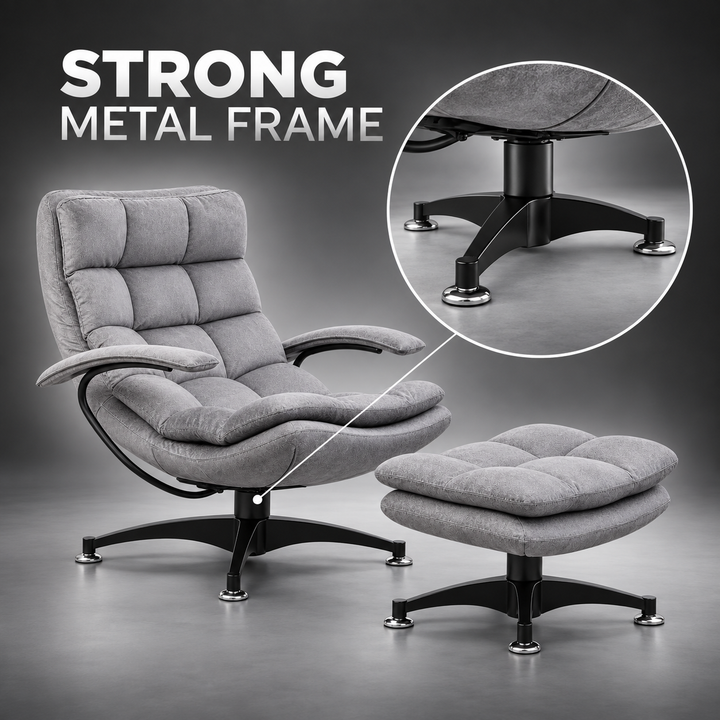 Butterfly armchair and footstool strong metal frame feature